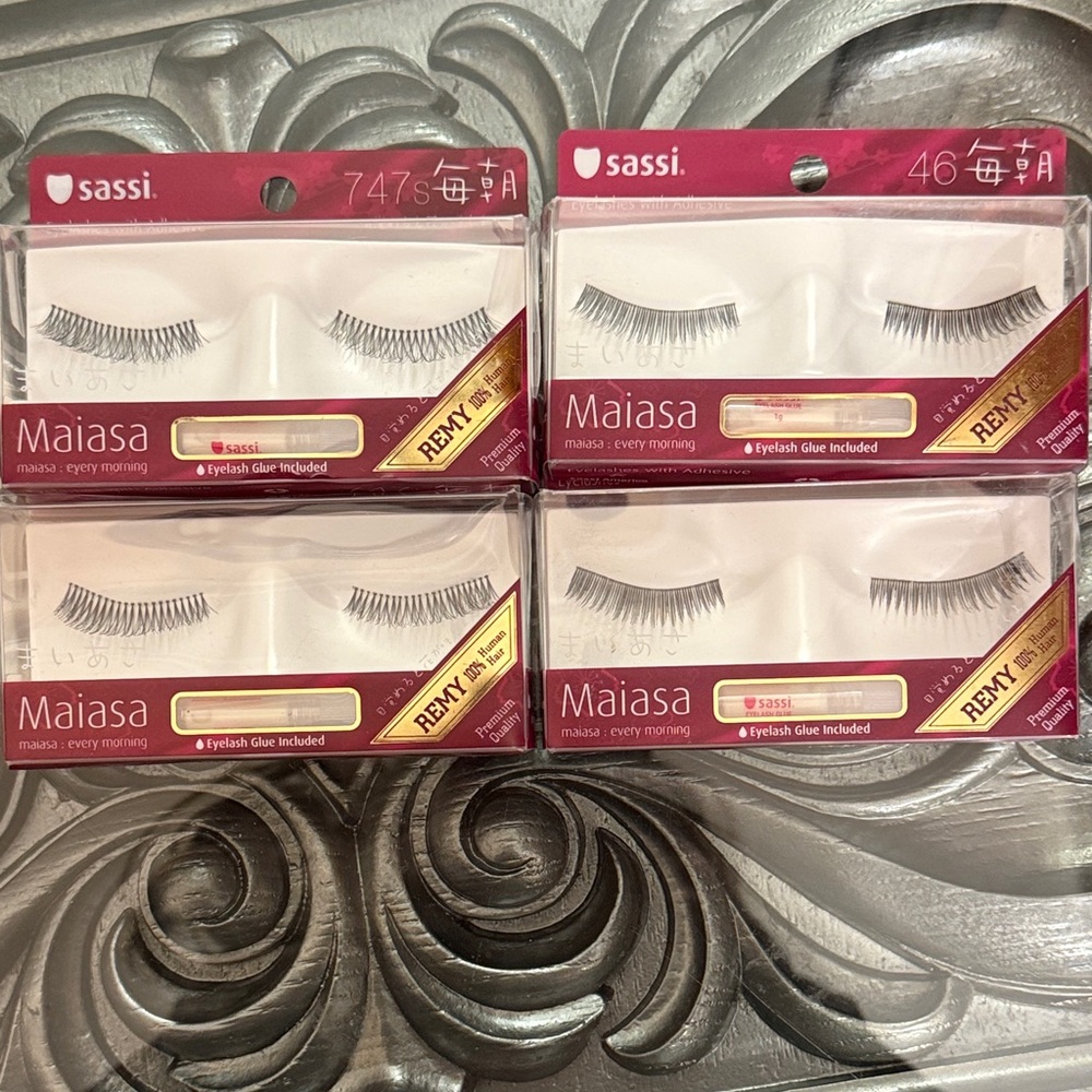 Sassi Maiasa Remy 100% Human Hair Eyelashes Adhesive Glue Included Bundle
